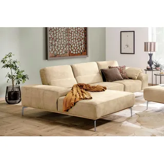 W.Schillig Ecksofa »run, Designsofa mit tollem Sitzkomfort, bequem, L-Form« mit elegantem Holzsockel, Füße in Chrom glänzend, Breite 319 cm, beige