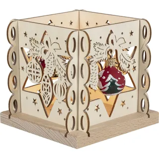 Laterne mit zwei roten Glaskugeln für 1 Teelicht 12x12x12cm Glaskugel Rotglas