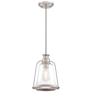 Westinghouse Lighting 63639 Einflammige Pendelleuchte für den Innenbereich, Ausführung in gebürstetem Nickel mit Klarglas.