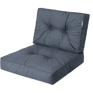 Bjird Sesselkissen, Kissen für Rattanmöbel, Sitzkissen & Rückenkissen, Sitzkissen für Sessel / Stühle - Indoor & Outdoor - Anti-Rutsch - 68x68, 68x39 cm, Marineblau - Blau