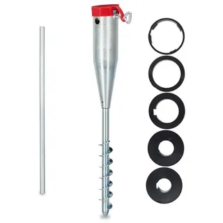 Relaxdays 4 x Bodenhülse Sonnenschirm, 25 - 55 mm, Sonnenschirmhalter, Drehstange, Stahl verzinkt, silber