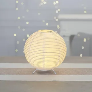 Ideen mit Herz | LED Tischlampe aus Papier | Stimmungs-Licht | indirekte Beleuchtung | Ø 19,5 cm, 21,5 cm hoch | Warmweiß | batteriebetrieben