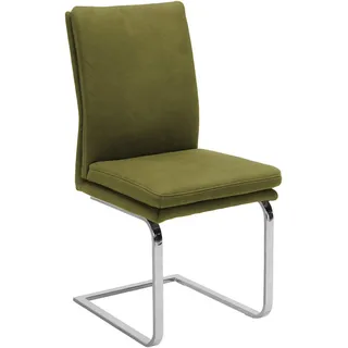 Novel Schwingstuhl , Grün, Chromfarben , Metall, Textil , Uni , U-Form , 47x100x64 cm , Lederauswahl, Stoffauswahl , Esszimmer, Stühle, Schwingstühle