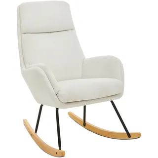 Carryhome Schaukelsessel , Naturfarben, Schwarz, Weiß , Textil , Kautschukholz , massiv , 70x102x83 cm , Wohnzimmer, Sessel, Schaukelstühle