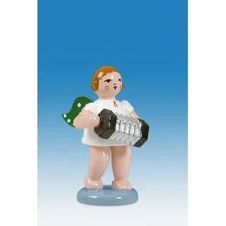 Engelmusikant Engel mit Konzertina ohne Krone Höhe ca 6 cm NEU Erzgebirge Holz