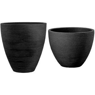 Dehner Pflanzvase Vino, Ø 40 cm, Höhe 42 cm, Kunststoff, anthrazit & Pflanztopf San Diego, Ø 40 cm, Höhe 31 cm, Kunststoff, anthrazit