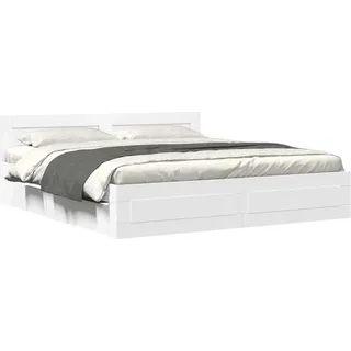 vidaXL Bettgestell mit Kopfteil ohne Matratze Weiß 200x200 cm - Weiß