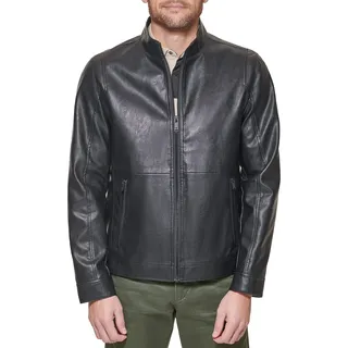 Dockers Herren Dylan Racer Jacke aus Kunstleder Kunstlederjacke, Schwarz, L
