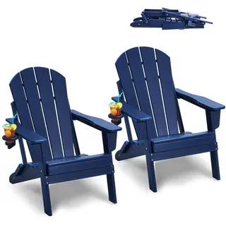 Vevor Adirondack-Stuhl Gartenstuhl 2er-Set klappbar 55 x 70 x 106 cm blau