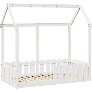 vidaXL Kinderbett Hausbett Weiß 70x140 cm Massivholz Kiefer - Weiß