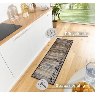 HANSE HOME Kitchen Herz", braun Taupe, B:50cm H:5mm L:150cm, Kunstfaser, Teppiche, Läufer, Rutschfest, Küchenteppich, Küche, Teppich, Pflegeleicht