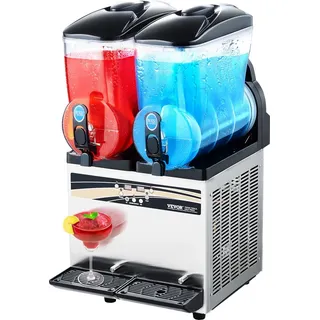 Vevor kommerzieller Frozen Drink Maker, 15 L x 2 Slush-Maschine mit zwei Tanks, 120 Tassen Margarita-Smoothie-Maschine aus Edelstahl, Slush-Maker für Zuhause Partys Restaurants Cafés Bars