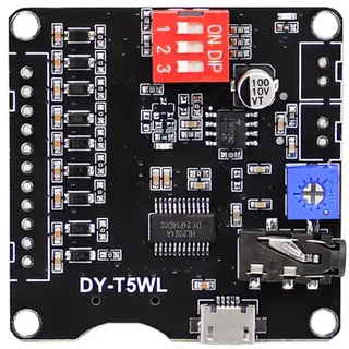 Mono-Sprachwiedergabemodul, DY-T5WL DC 3.7V/5V 5W Mono Voice Playback Module, 9-Kanal Musikleistungs-Digitalverstärker 32 Mbit Flash MP3 WAV UART-Controller