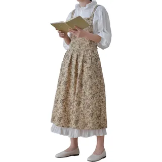 hawholm Damen-Schürze in Übergröße, mit Kreuzrücken, Schürze mit Taschen, Schürze, Baumwoll-Leinenschürze, 01-kaffeefarben, Einheitsgröße