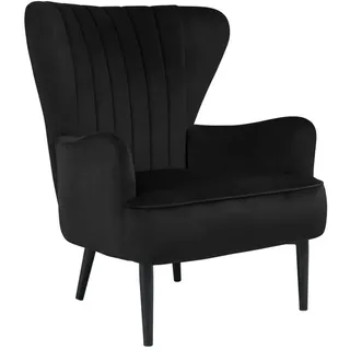 Svita Relaxsessel Arthur Samt Schwarz , Textil , 76x89x78 cm , Wohnzimmer, Sessel, Ohrensessel