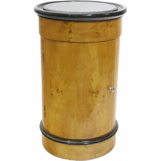 Casa Padrino Art Deco Barschrank Vogelaugenahorn Hellbraun / Schwarz Ø 45 x H. 75 cm - Art Deco Bar Möbel