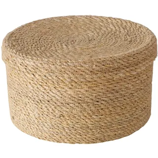 Ambia Home Korb , Naturfarben , Naturmaterialien , rund , 14 cm , Deckel , Ordnen & Aufbewahren, Körbe, Dekokörbe