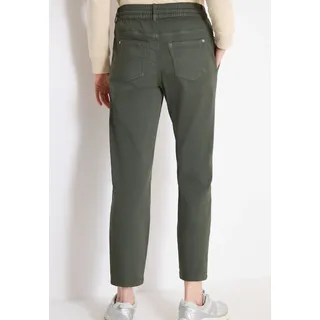 Jogger Pants CECIL "Style Chelsea", Damen, Gr. L (42), Länge 28, sea weed khaki, Web, Obermaterial: 76% Baumwolle, 23% Polyester, 1% Elasthan. Futter: 100% Baumwolle, unifarben, loose fit knöchelfrei, Hosen Jogger Pants, mit Tunnelzug