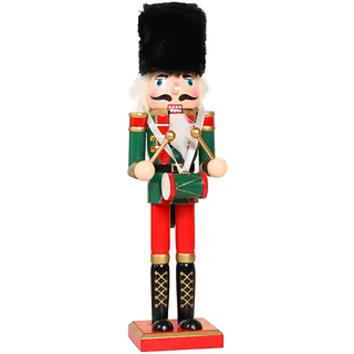 Nussknacker Weihnachtsschmuck, 30cm/11,8 Zoll Nussknacker Soldat Holz Nussknacker König Soldat Figur Dekor Puppe Ornament für Zuhause Kamin Weihnachtsbaum Party Dekoration (Trommel)