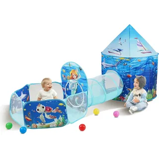 VEVOR 3-in-1-Spielzelt für Kinder mit Tunnel, Basketballkorb für Jungen, Mädchen, Babys und Kleinkinder, Pop-Up-Spielhaus für drinnen und draußen mit Tragetasche und Spanngurten, Geburtstagsgeschenke,