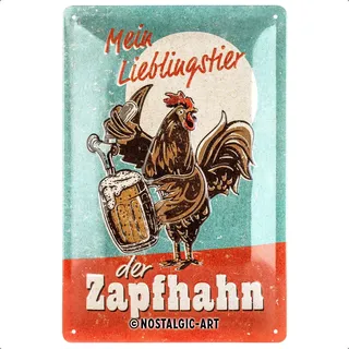 Nostalgic-Art Blechschild, 20 x 30 cm, Lieblingstier Zapfhahn – Geschenk-Idee für Bier-Fans, aus Metall, Vintage Design mit Spruch, Blechschilder Sprüche, Bier-Deko