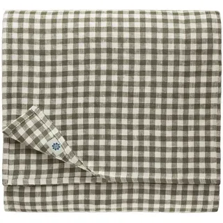 Linen & Cotton Tischdecke Tischtuch Tischwäsche Kariert Landhausstil Estella -100% Leinen, Weiß Weiss Grau (140 x 140 cm) Quadratische Festliche Frühling/Home Küche Restaurant Cafe Hotel Gastronomie