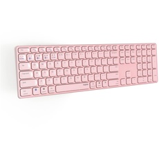 Rapoo E9800M E9800M Kabellose Multimode-Tastatur, wiederaufladbar, mit Bluetooth, 2,4 GHz, Konnektivität für verschiedene Geräte und schlankes Design, Rosa