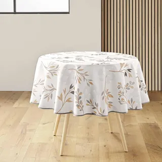 douceur d'intérieur Manola Tischdecke, rund (Ø 180 cm), Natur, bedruckter Polyester