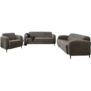 Home Affaire 3-2-1 Garnitur Polyester 3-Sitzer + 2-Sitzer + Sessel Grau/Braun