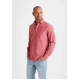 Langarmhemd H.I.S, Herren, Gr. S (37/38), N-Gr, rot, Web, Obermaterial: 100% Baumwolle, unifarben, regular fit, Rundhals, Manschette, Hemden Langarmhemd, mit Kentkragen, Oxford-Qualität aus reiner Baumwolle