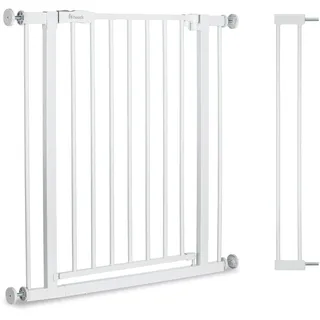 hauck Open N Stop 2 + 9 cm Verlängerung - Kinderschutzgitter Hundegitter, Verstellbare Breite 84-89 cm, 77 cm Hoch, Beidseitige Einhand Öffnung, ohne Bohren, für Innen