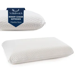 Schlafweich Orthopädisches Kopfkissen Memory Foam – Ergonomisches Kissen gegen Nackenschmerzen, Hypoallergen & Waschbar, Ideal für Ganzkörperunterstützung (70x40x13)