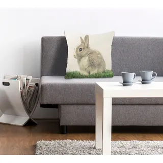 queence Dekokissen »Costas« mit einem Hasen auf der Wiese, grün