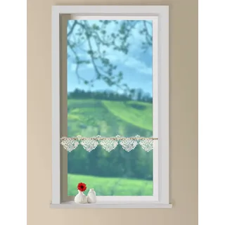 W. Reuter & Sohn - Plauener Spitze Scheibengardine "Blüten" Stangendurchzug 1 Stk. tlg. Made in Germany, ecru