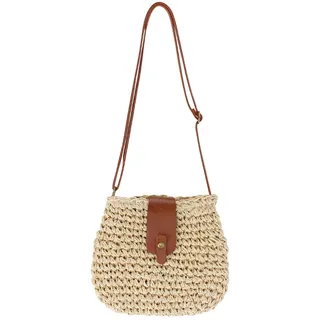 Zyluniy Strohtaschen Damen Sommer Vintage Tasche Strandtasche Umhängetasche Klein Strohtasche Boho Style Strandtasche Klein Sommertaschen Damen für Strand Vacation (Beige)