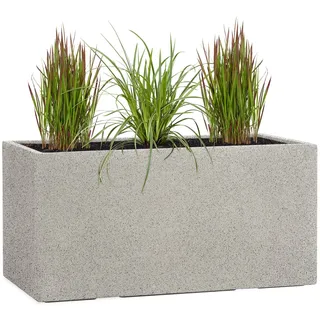 Pflanzwerk® Pflanzkübel TUB Granit Grau 45x100x45cm XXL – Rechteckig – Großer Fiberglas Blumenkübel für außen und innen - Frostbeständig - UV-Schutz – Markenqualität