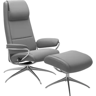 Stressless Stressless® Relaxsessel »Paris«, (Set, Relaxsessel mit Hocker), mit Hocker, High Back, mit Star Base, Gestell Chrom grau