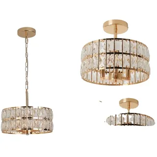 Moderne Pendelleuchte, höhenverstellbar, Kristall-Design, geeignet für verschiedene Räume, gold A