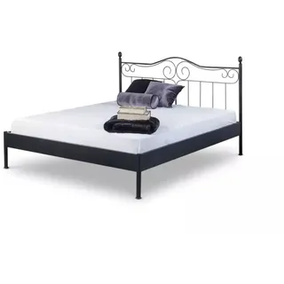 Metallbett Alessia – 140 x 220 cm / schwarz-silber-gewischt