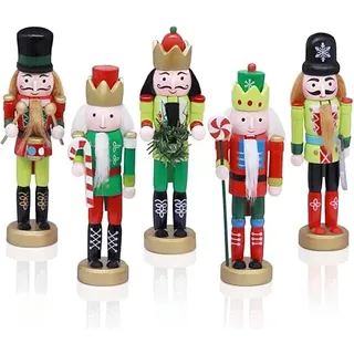 Mittokonnel 2025 Nussknacker Figur 5 Stücke Nussknacker Weihnachtsfiguren 13 cm Weihnachten Nussknacker Ornament,nussknacker tischdeko, Weihnachtsdekorationen(Standard)