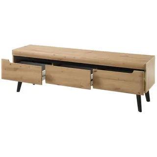 furn.design Ronson TV-Lowboard 160 x 50 cm Schwarz/Eiche Holzwerkstoff