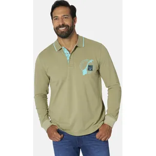 Langarm-Poloshirt JAN VANDERSTORM "Langarm-Poloshirt FREDMAR", Herren, Gr. 4XL, grün (oliv), Obermaterial: 100% Baumwolle CO., Shirts Langarm-Poloshirt