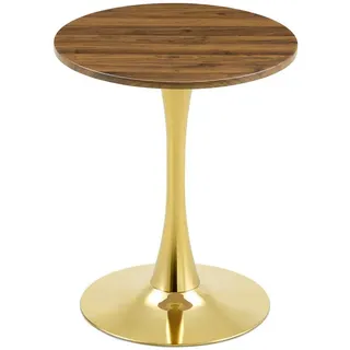 Oxeza Esstisch kleiner runder 60/60/72 cm Nussbaum mit goldenen Metallbeinen , Walnussfarben , Holz , Mode , Rund,Rund , 60x72x60 cm , Esszimmer, Esstische