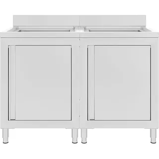 vidaXL Gastro-Spülenunterschränke 2 Stk. Edelstahl - Weiß