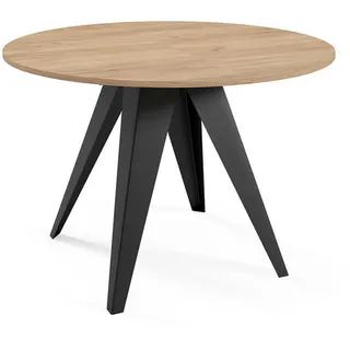 Feldmann-Wohnen Esstisch Gerda Gold Craft Eiche / Schwarz 100/138 / 100 / 76cm , Holz , Rund,Rund , Stativgestell , 100x76x100 cm , Esszimmer, Esstische