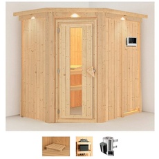 Bild Sauna »Swantje«, (Set), 3,6-kW-Plug & Play Ofen mit externer Steuerung beige