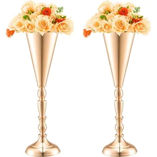 Goldene Blumenständer 43 cm - Modern Blumenvase für Hochzeitsdekoration - 10 Stück Vasen für stilvolle Anlässe