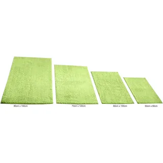 Badematte KINZLER "Chenille, Badvorleger, Badezimmer Teppich" Gr. 5, grün (kiwi), H:18mm, Polyester, Badematten, Badematte, Badteppich, Uni Farben, weich, als rechteckig & halbrund erhältlich