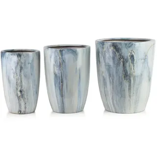 Mondex Blumentopf Neva 3er Set Blau 37/37/45.5 cm Keramik , 37x45.5x37 cm , Dekoration, Blumen & Blumentöpfe, Übertöpfe