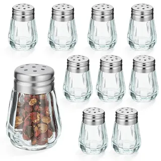 TOPBATHY Mini Salzstreuer Set 10 Stück Kleine Glas Gewürzbehälter Für Küche Grillen Camping Praktische Pfefferflaschen Kompakte Aufbewahrung
